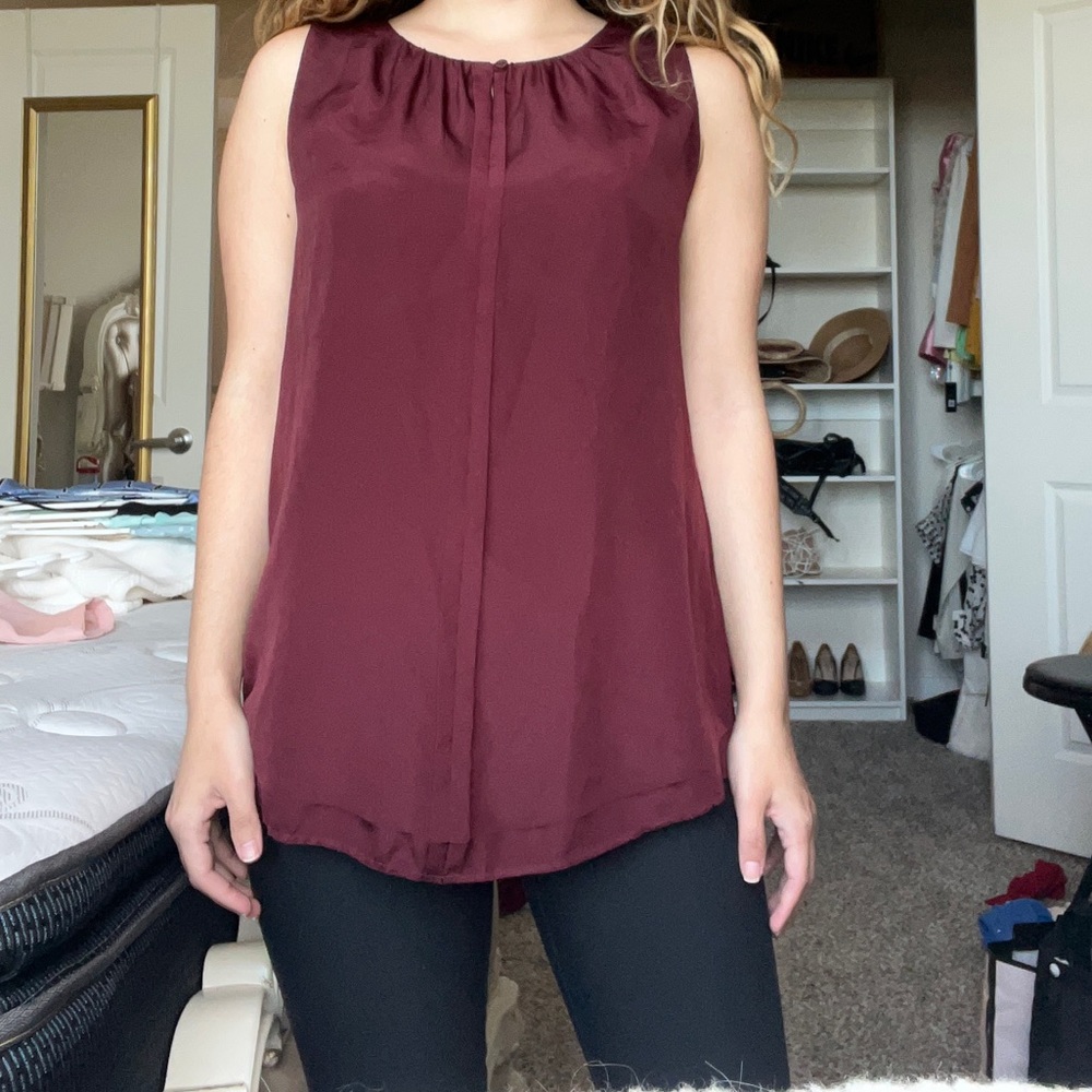 Ann Taylor maroon / burgundy work blouse